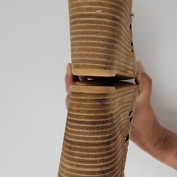 Jeffrey Campbell Cutout Rodillo Wedge Sandals Beige Tan - Picture 8 of 16